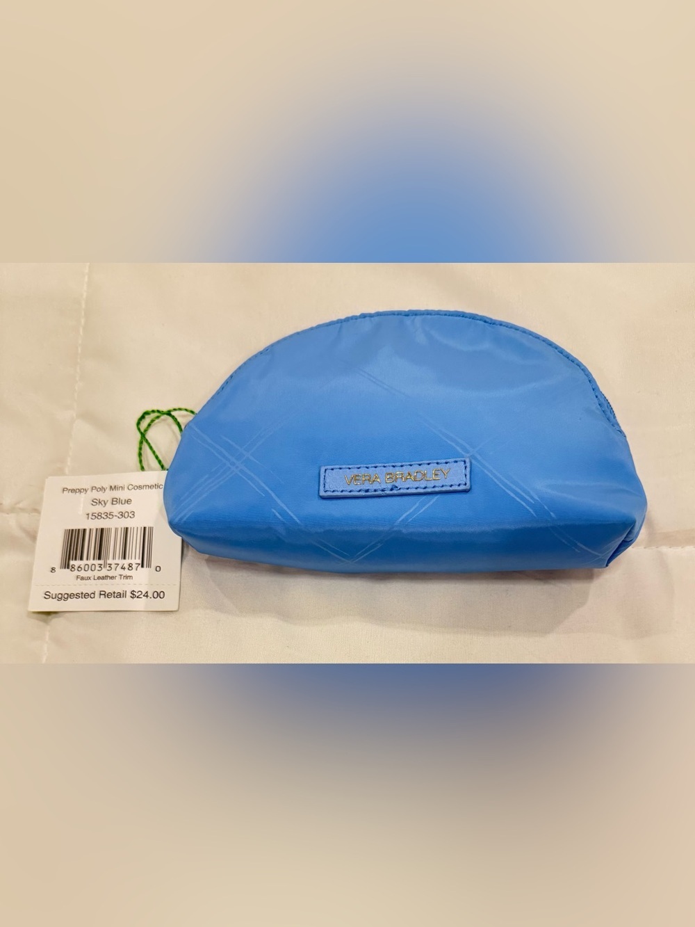 Vera Bradley Preppy Poly Mini Cosmetic Pouch Sky Blue NWT